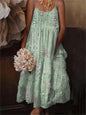 🌺 European & American Style Floral Art Print Sling Holiday Dress FitiqueFit