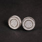 Hip Hop diamond-encrusted 925 silver stud earrings