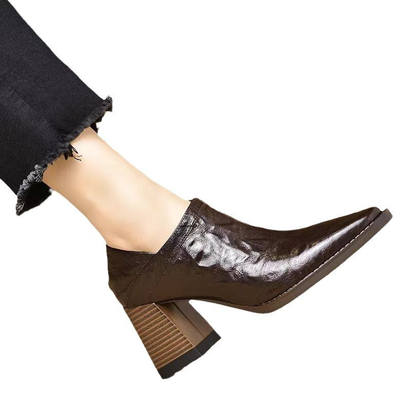 Women’s Chunky-Heel High Heels with Side Zipper FitiqueFit