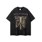 Rose skull print hip-hop T-shirt