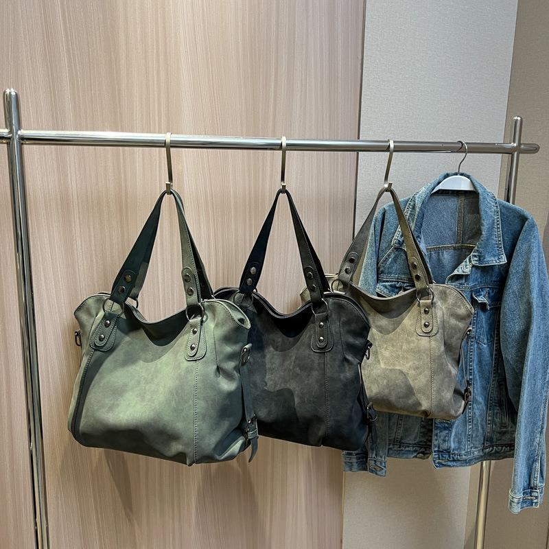 Women's Retro Fashionable Simple Korean Style Large Backpacks Rirati