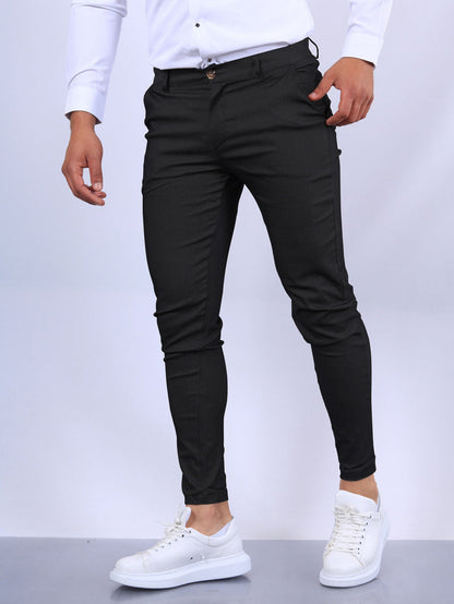 👔 Men's Slim Fit Button Trousers – Versatile Office & Casual Wear FitiqueFit