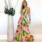Spring and summer deep V backless dress Bohemian floral suspender dress