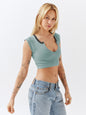 Slim Fit Ultra Short Sexy Spicy Girls Top Knitted Thread T-shirt