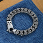 ang grass pattern silver-plated chunky bracelet