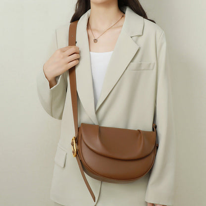 Women's Genuine Leather Niche Cowhide Pleated Underarm Shoulder Bags Rirati
