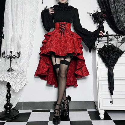 Alt Goth Fairy core Grunge Lolita Skirt Women Dark Gothic
