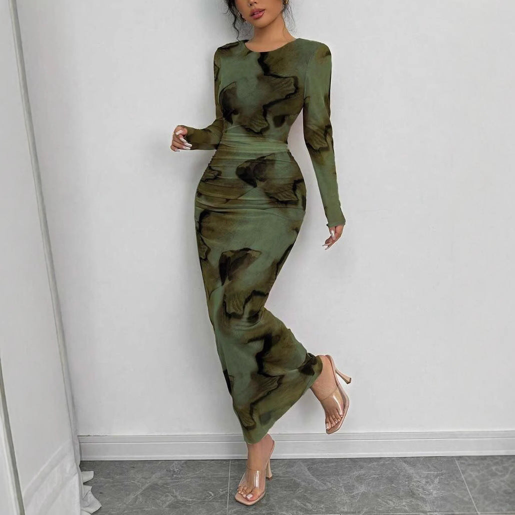 Elegant Graceful Double Layer Round Collar Gauze Dress Long Grayceful LLC