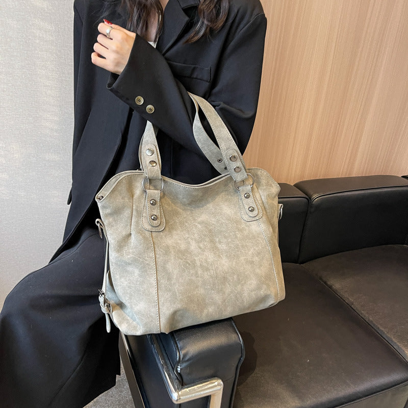 Women's Retro Fashionable Simple Korean Style Large Backpacks Rirati