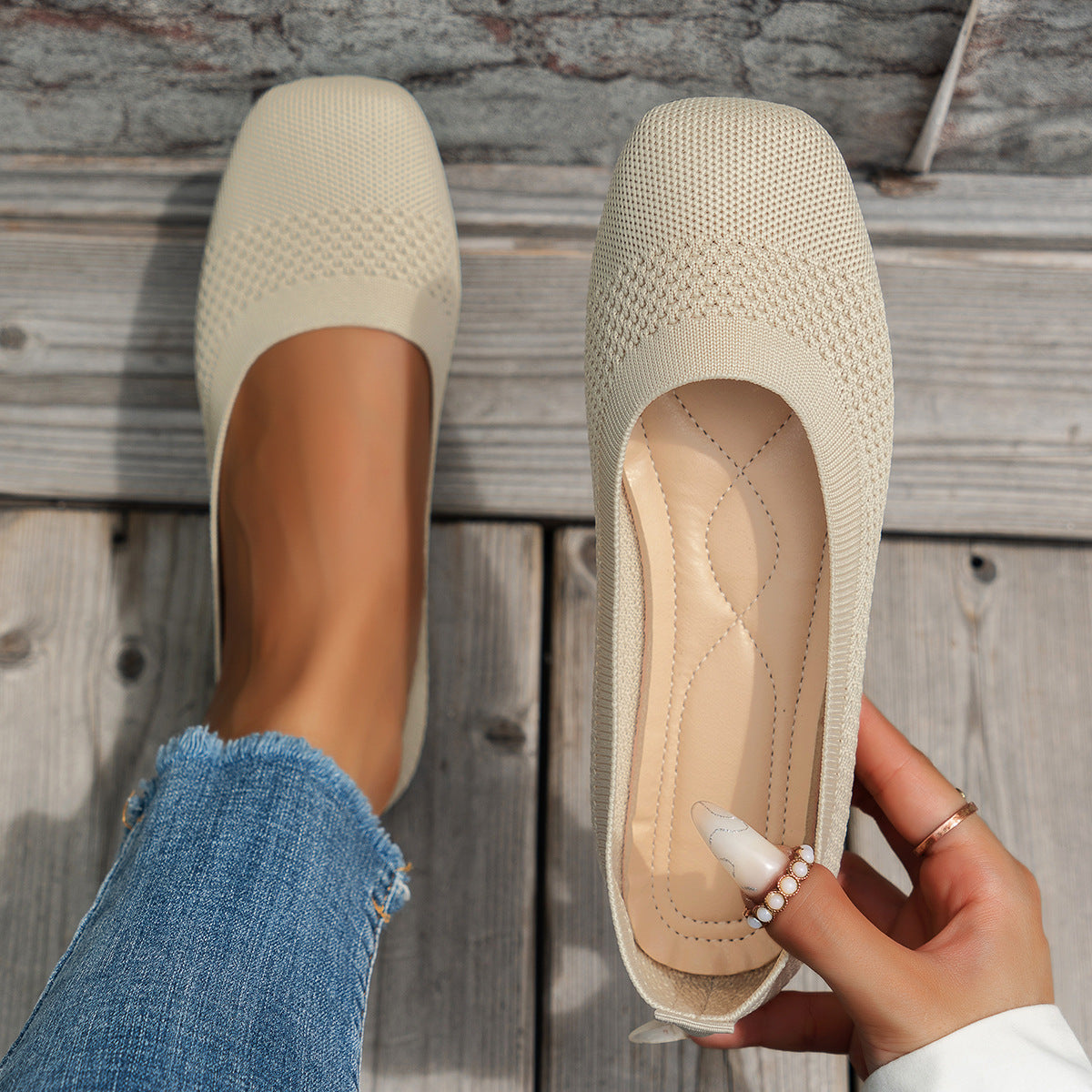 Flying Woven Mesh Shallow-Mouth Women’s Shoes FitiqueFit