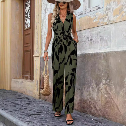 Fashionable High Waist Lace-up Wide Leg Jumpsuit For Women Grayceful LLC