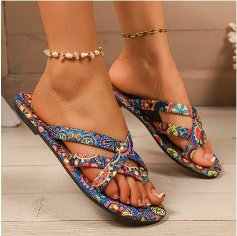 Women’s Boho Flat Printed Slippers FitiqueFit