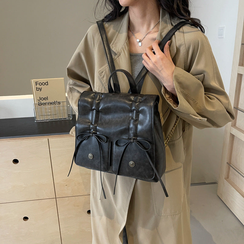 Spring Fashion Bowknot Soft Leather Cute Large Shoulder Bags Rirati