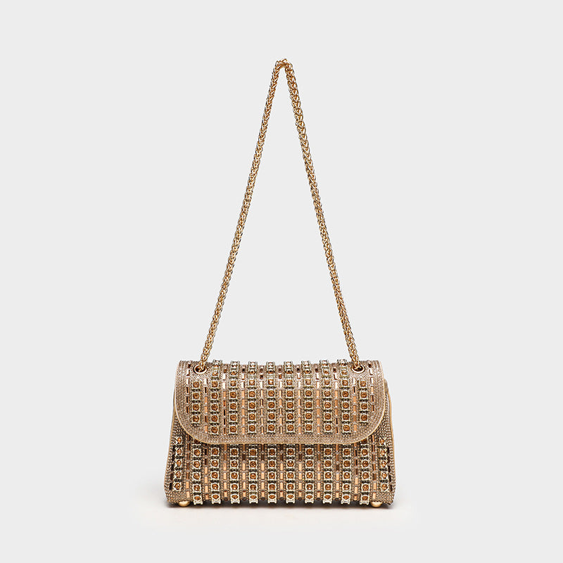 Women's Rhinestone Fashion Aura Bright Dionysian Portable Shoulder Bags Rirati