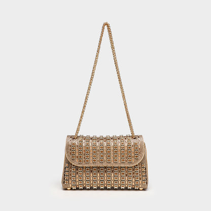 Women's Rhinestone Fashion Aura Bright Dionysian Portable Shoulder Bags Rirati