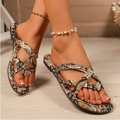 Women’s Boho Flat Printed Slippers FitiqueFit