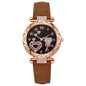 Simple leather strap quartz watch for students