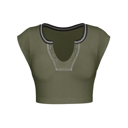 Slim Fit Ultra Short Sexy Spicy Girls Top Knitted Thread T-shirt