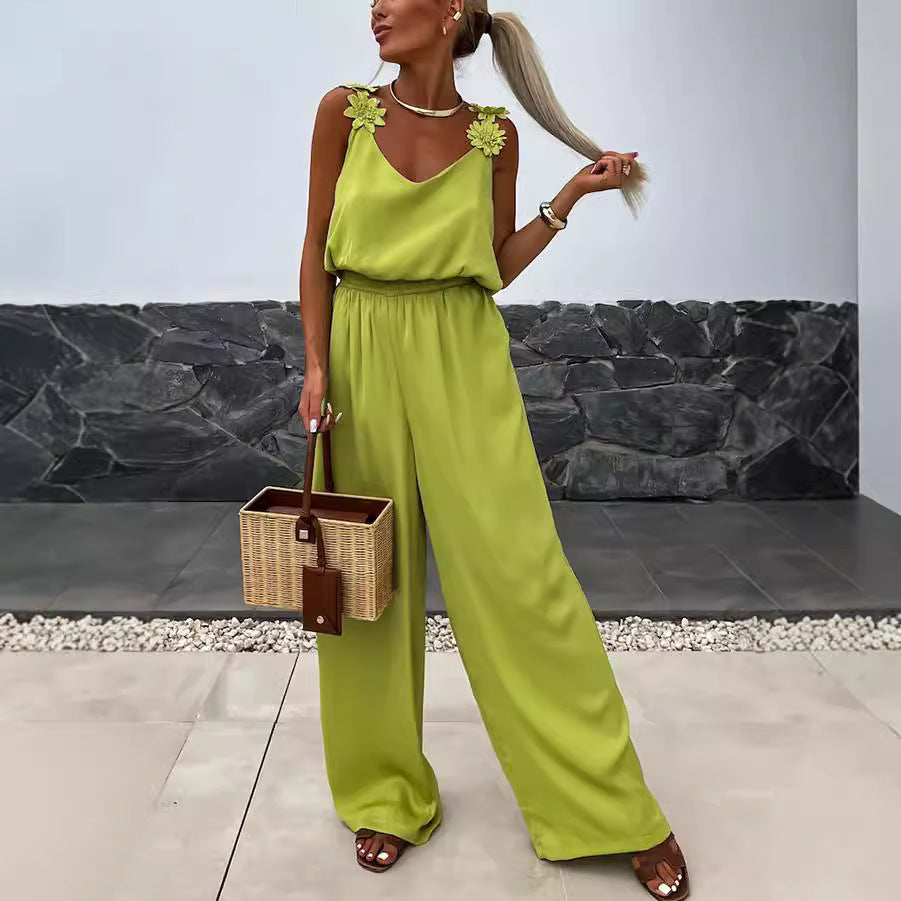 Sleeveless Pocket Jumpsuit Casual Loose Grayceful LLC