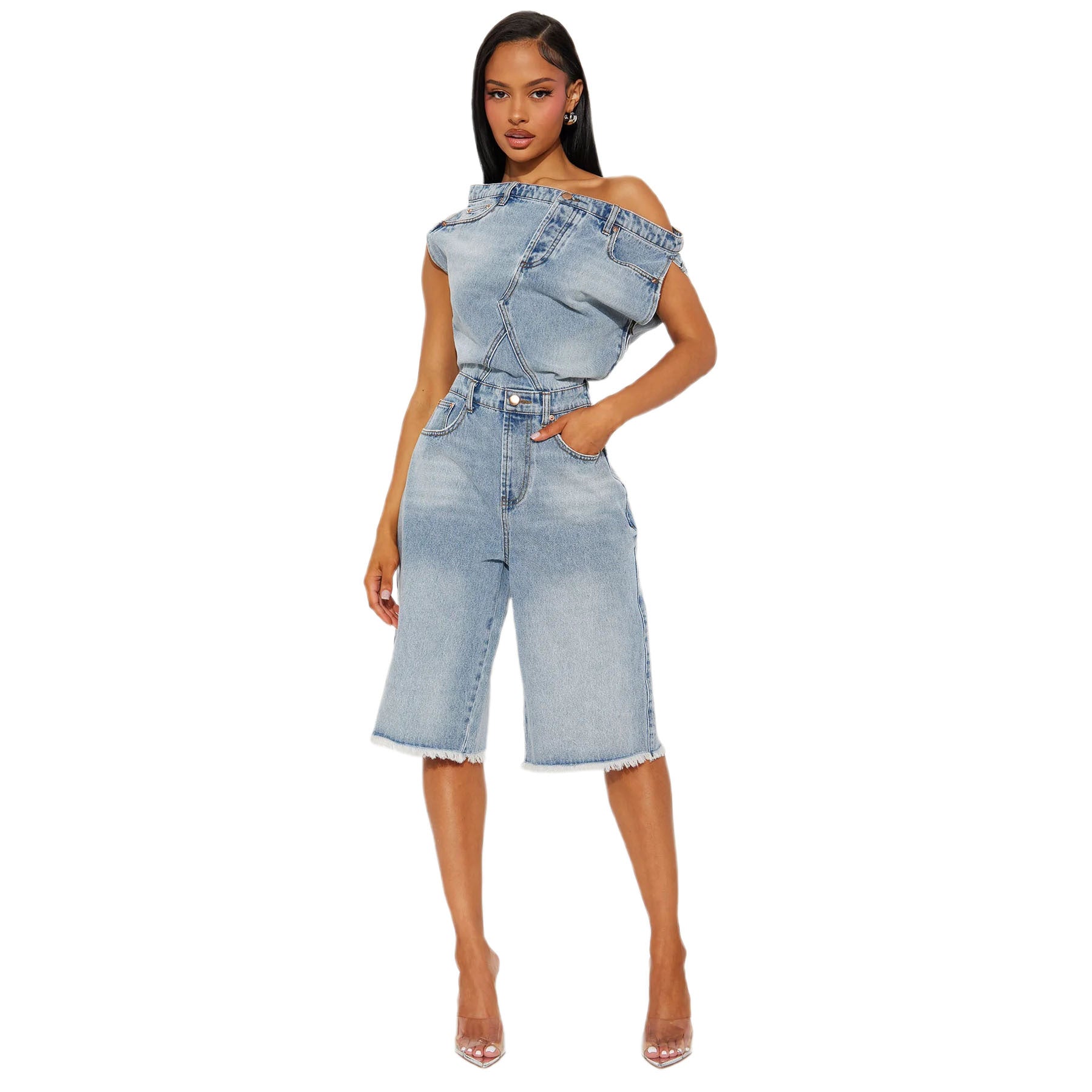 WOMEN FASHION DENIM ROMPER BY CLAUDE