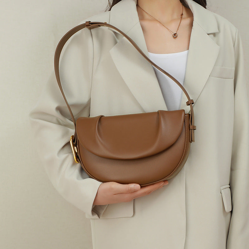 Women's Genuine Leather Niche Cowhide Pleated Underarm Shoulder Bags Rirati
