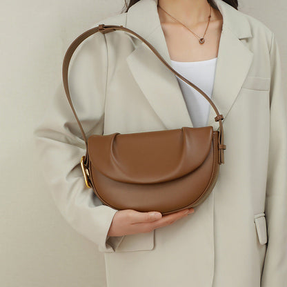 Women's Genuine Leather Niche Cowhide Pleated Underarm Shoulder Bags Rirati