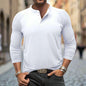 Mens Round Neck Henry Solid Color Long Sleeve T shirt FitiqueFit