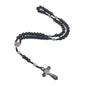 rosary necklace natural wooden beads