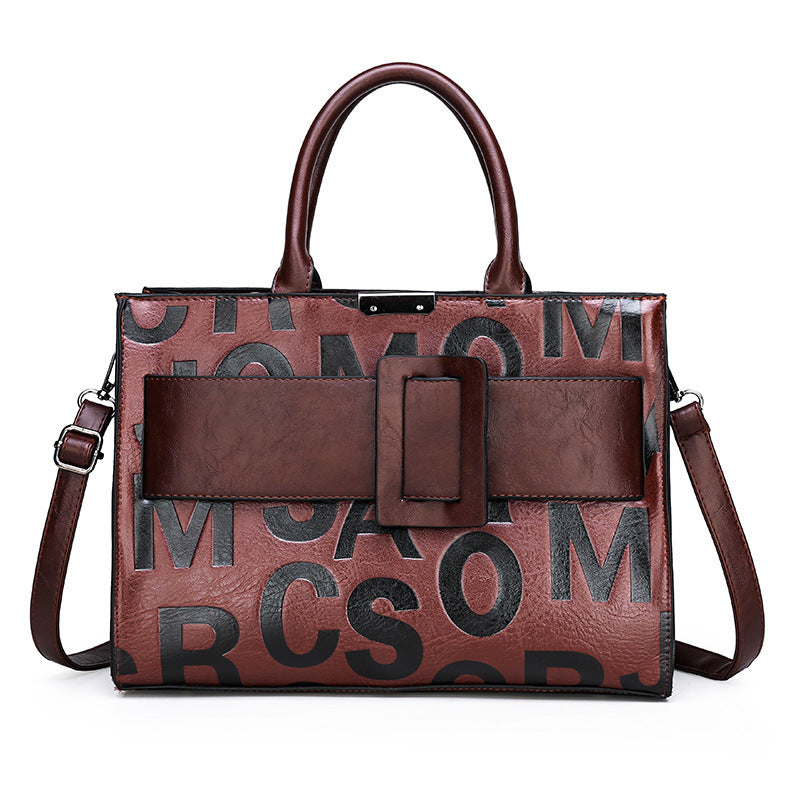 Women's Pretty Letter Pattern Portable Embossed Shoulder Bags Rirati