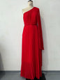 Diagonal Collar Raglan Sleeve Cinched Waist Slim-fit Long Dress Grayceful LLC