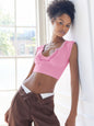 Slim Fit Ultra Short Sexy Spicy Girls Top Knitted Thread T-shirt