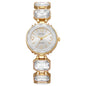Women’s Gold Bracelet Quartz Watch with Black Crystal Dial