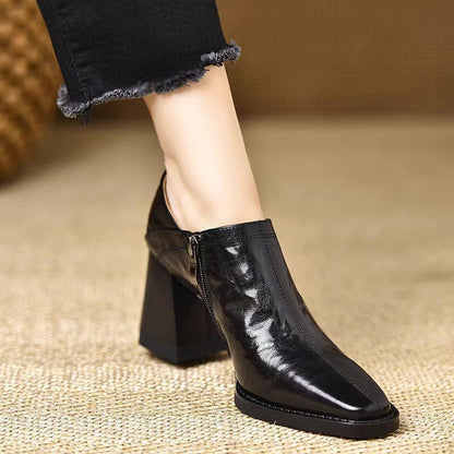 Women’s Chunky-Heel High Heels with Side Zipper FitiqueFit