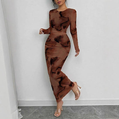 Elegant Graceful Double Layer Round Collar Gauze Dress Long Grayceful LLC