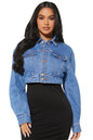WOMEN FASHION DENIM CROP JACKET BY CLAUDE