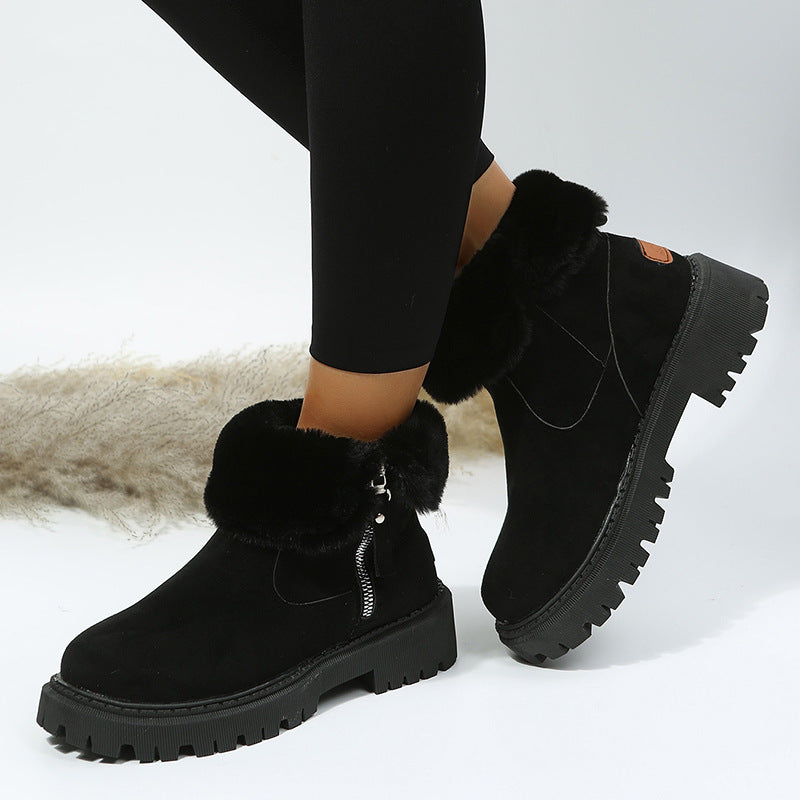 Women’s Velvet Lined Cotton Snow Boots — Plus Size Winter Warm Boots FitiqueFit