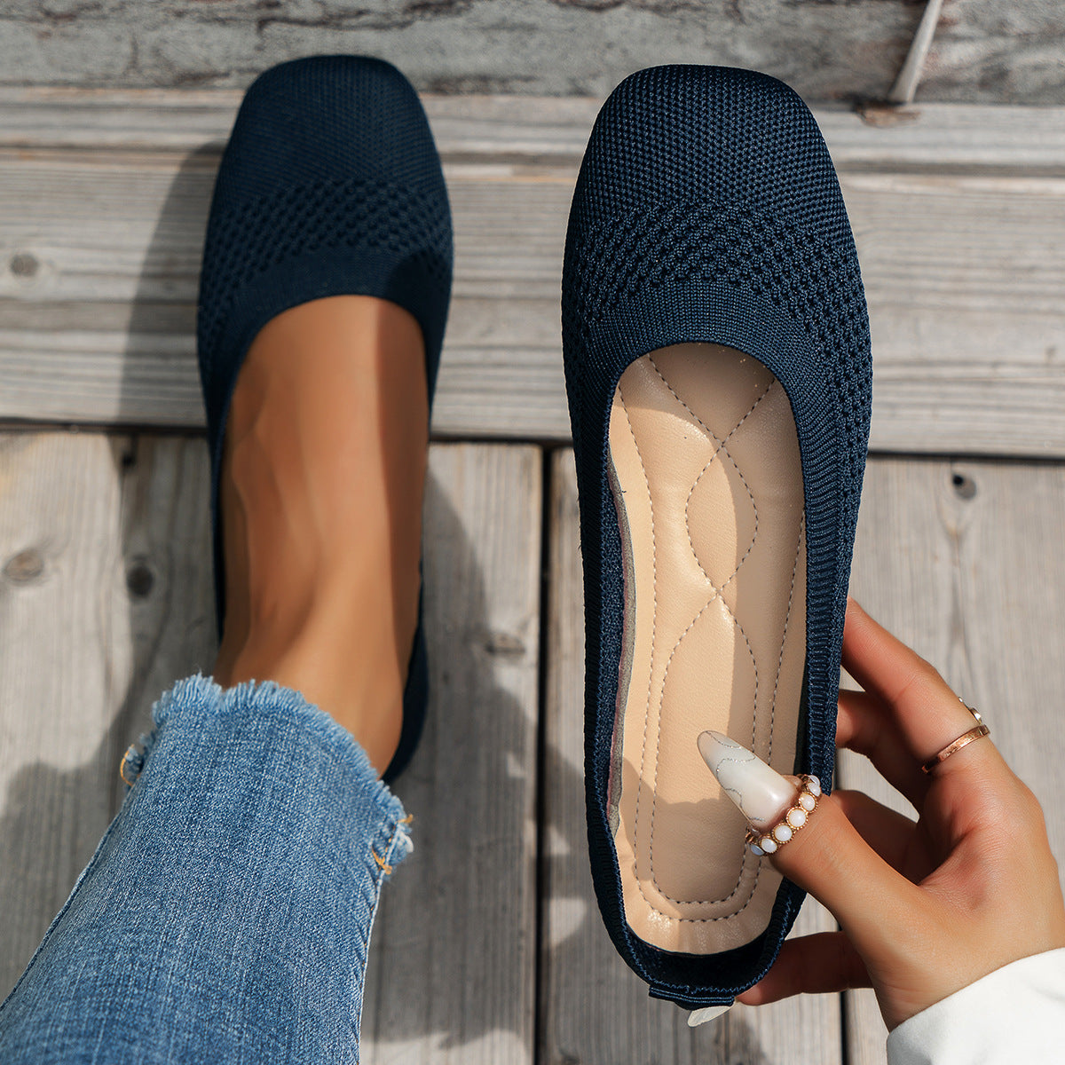 Flying Woven Mesh Shallow-Mouth Women’s Shoes FitiqueFit