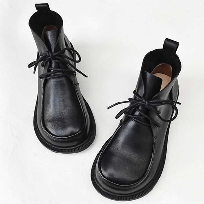 Women’s Pure Leather Chunky Big-Toe Ankle Boots FitiqueFit