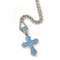 Blue Zircon Cross Hip-hop Necklace