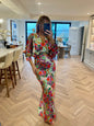 Floral V-neck Tight Waist Dress High-grade Sense Grayceful LLC