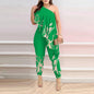 Printed One-shoulder Ruffled Jumpsuit Grayceful LLC