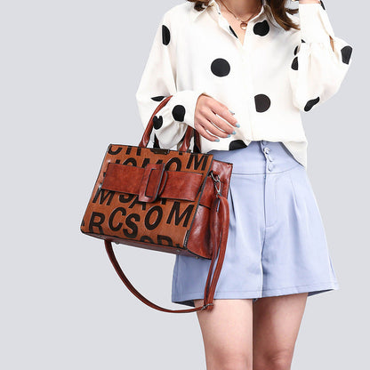 Women's Pretty Letter Pattern Portable Embossed Shoulder Bags Rirati
