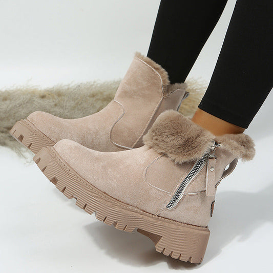 Women’s Velvet Lined Cotton Snow Boots — Plus Size Winter Warm Boots FitiqueFit