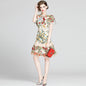 Short-sleeved mesh ruffle dress