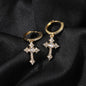 Hip-hop cubic zirconia cross earrings