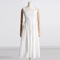 Pleated suspender long solid color full skirt dress