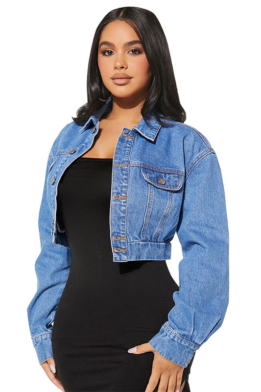 WOMEN FASHION DENIM CROP JACKET BY CLAUDE
