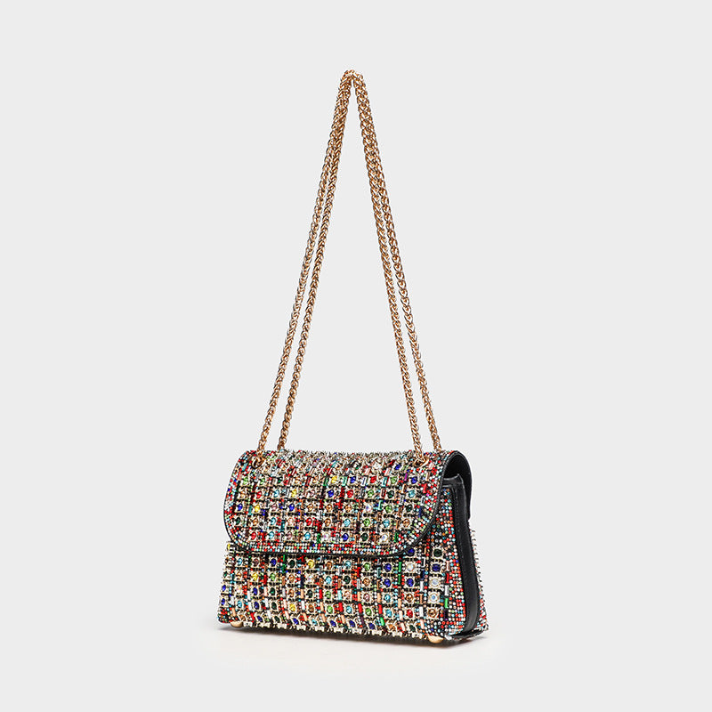 Women's Rhinestone Fashion Aura Bright Dionysian Portable Shoulder Bags Rirati