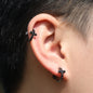 Hip Hop Zircon Black Spiral Clasp Cross Earrings