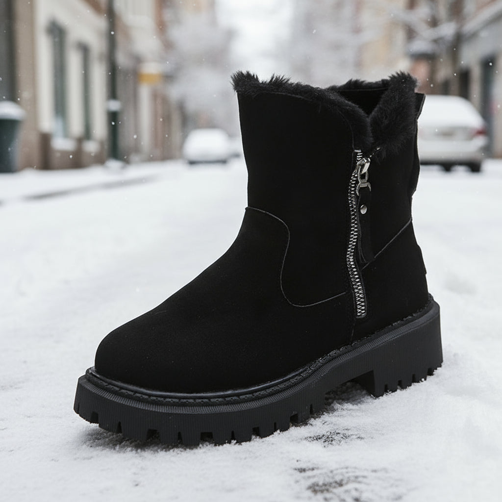 Women’s Velvet Lined Cotton Snow Boots — Plus Size Winter Warm Boots FitiqueFit